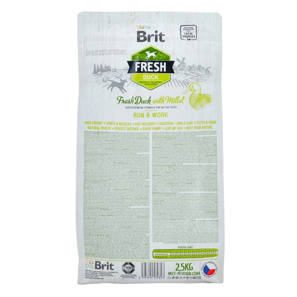 Корм сухий Brit Fresh Duck/Millet Active Run and Work для дорослих активних собак з качкою та пшоном 2,5 кг