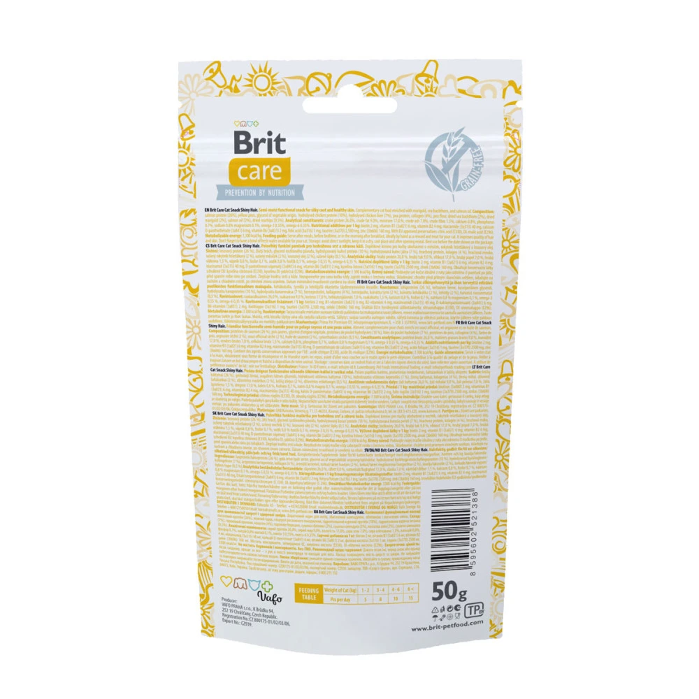 Ласощі Brit Care Functional Snack Shiny Hair д/котів для здоров я шкіри та шерсті з лососем 50 г
