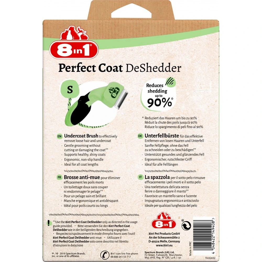Дешеддер 8in1 Perfect Coat для вичісування собак розмір S 4,5 см