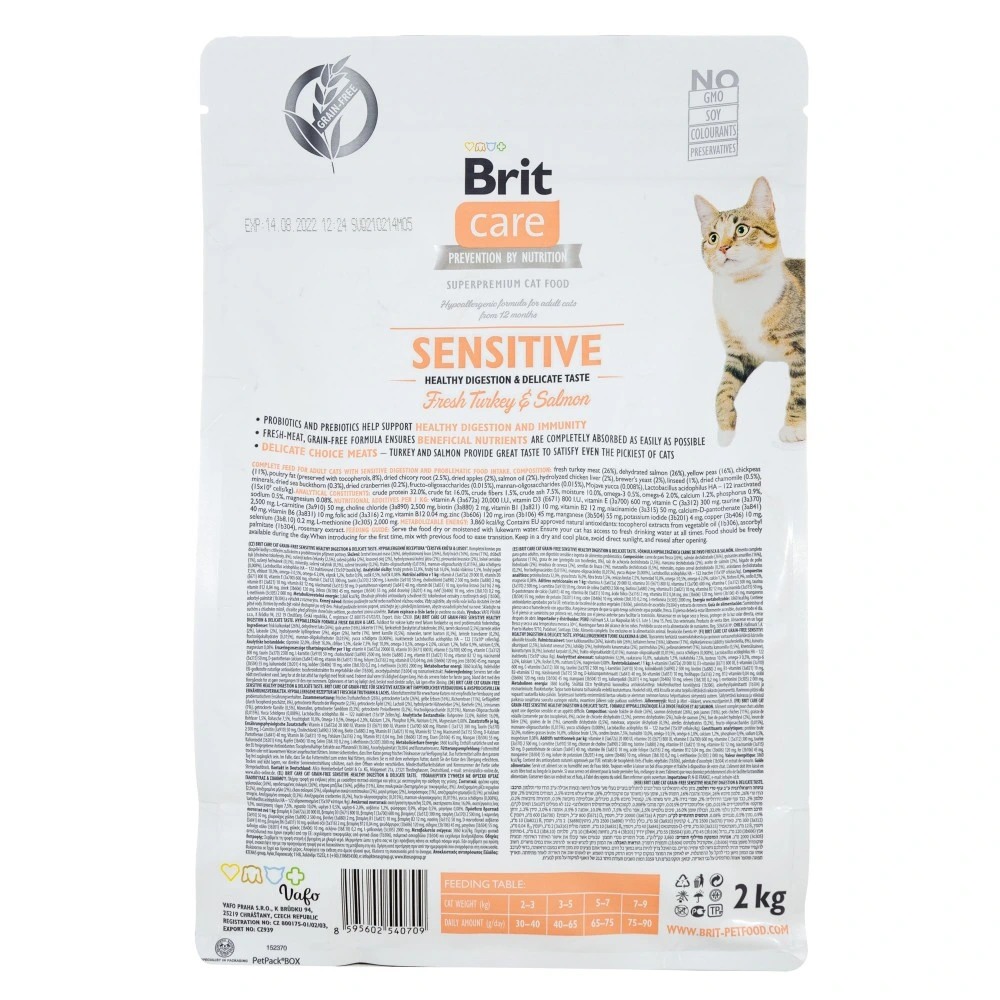 Корм сухий Brit Care Cat Grain Free Sensitive HDigestion Delicate Taste для котів з чутливим травленням індичка та лосось 2
