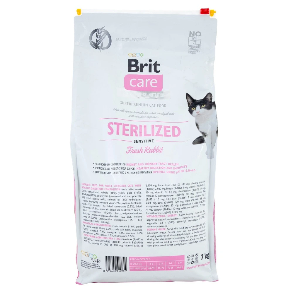 Корм сухий Brit Care Cat Grain Free Sterilized Sensitive для стерелізованих котів з чутливим травленням з кроликом 7 кг