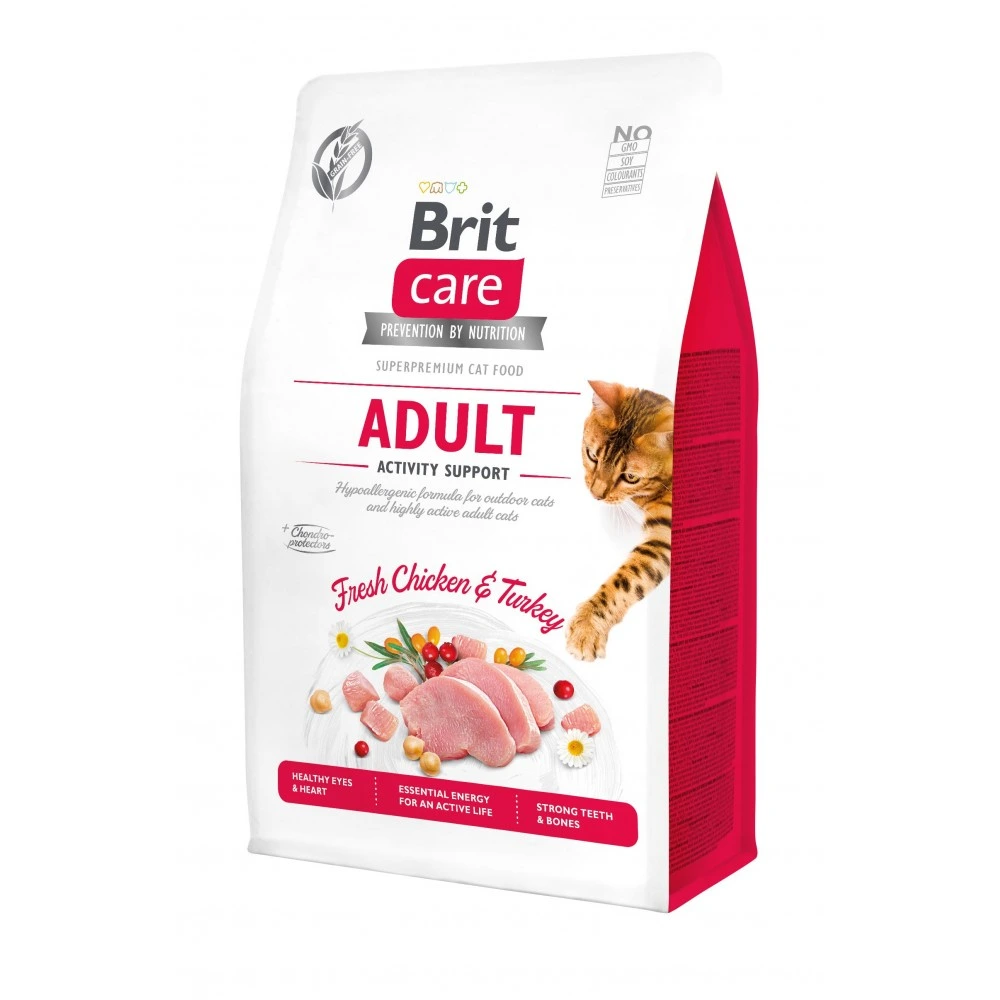 Корм сухий Brit Care Cat Grain Free Adult Activity Support для вуличних та дорослих котів філе індички та курки 400 г
