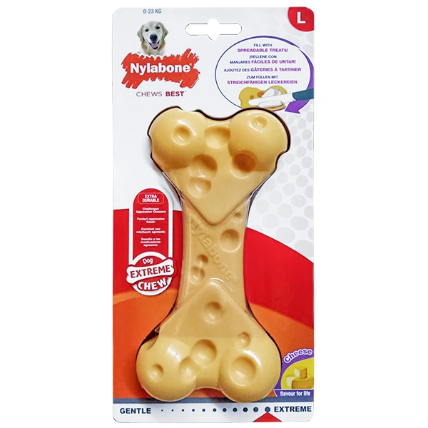 Жувальна іграшка для собак Nylabone Extreme Chew Cheese Bone, смак сиру