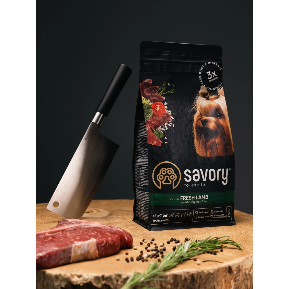 Сухой корм Savory Small Breeds rich in Fresh Lamb для взрослых привередливых собак мелких пород до 10 кг со свежим ягненком 1 кг