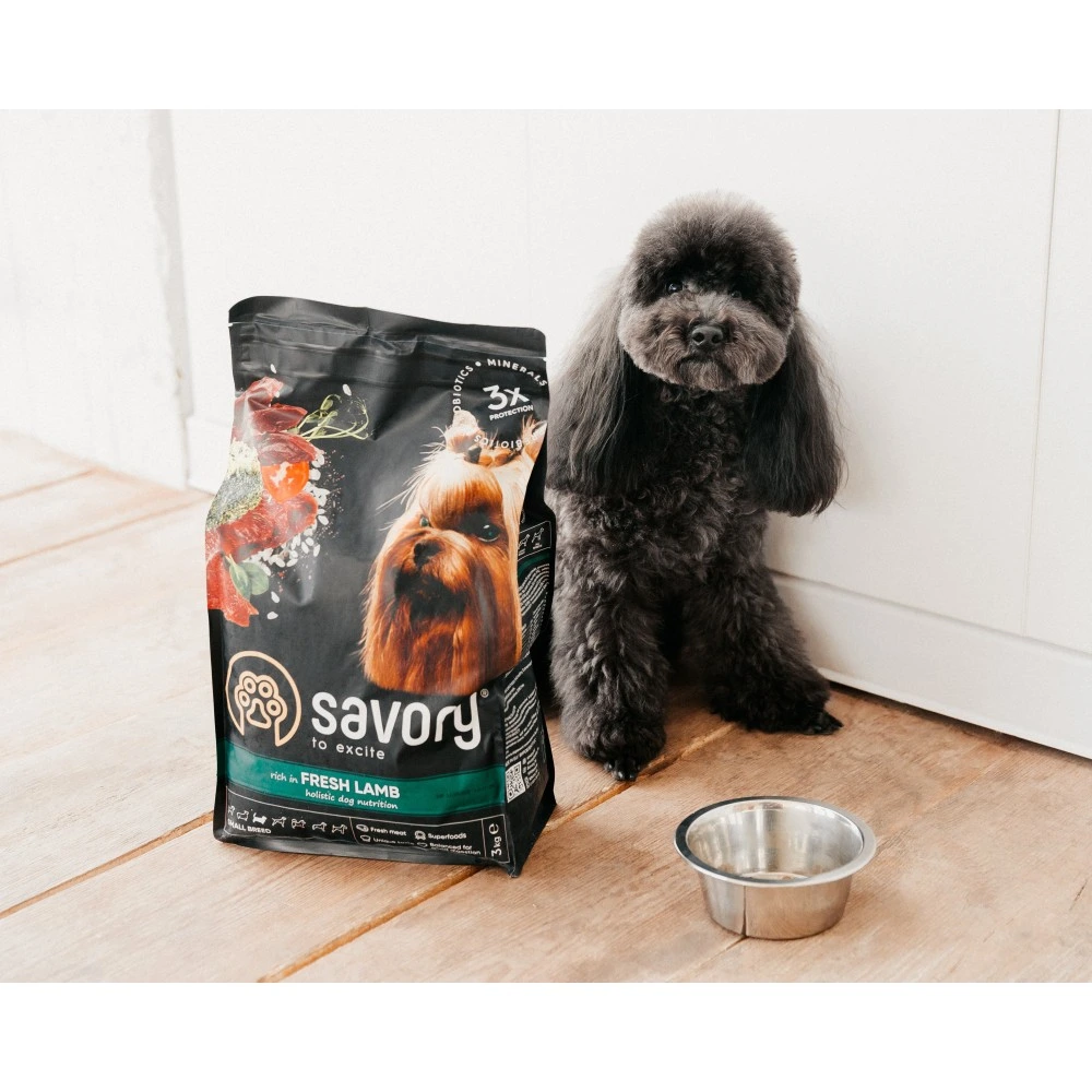 Сухой корм Savory Small Breeds rich in Fresh Lamb для взрослых привередливых собак мелких пород до 10 кг со свежим ягненком 3 кг