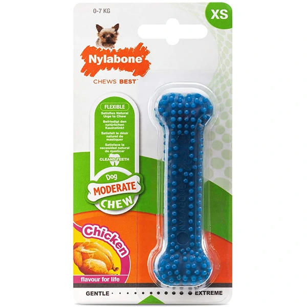Жувальна іграшка для собак Nylabone Moderate Chew Dental Bone, Курка, XS