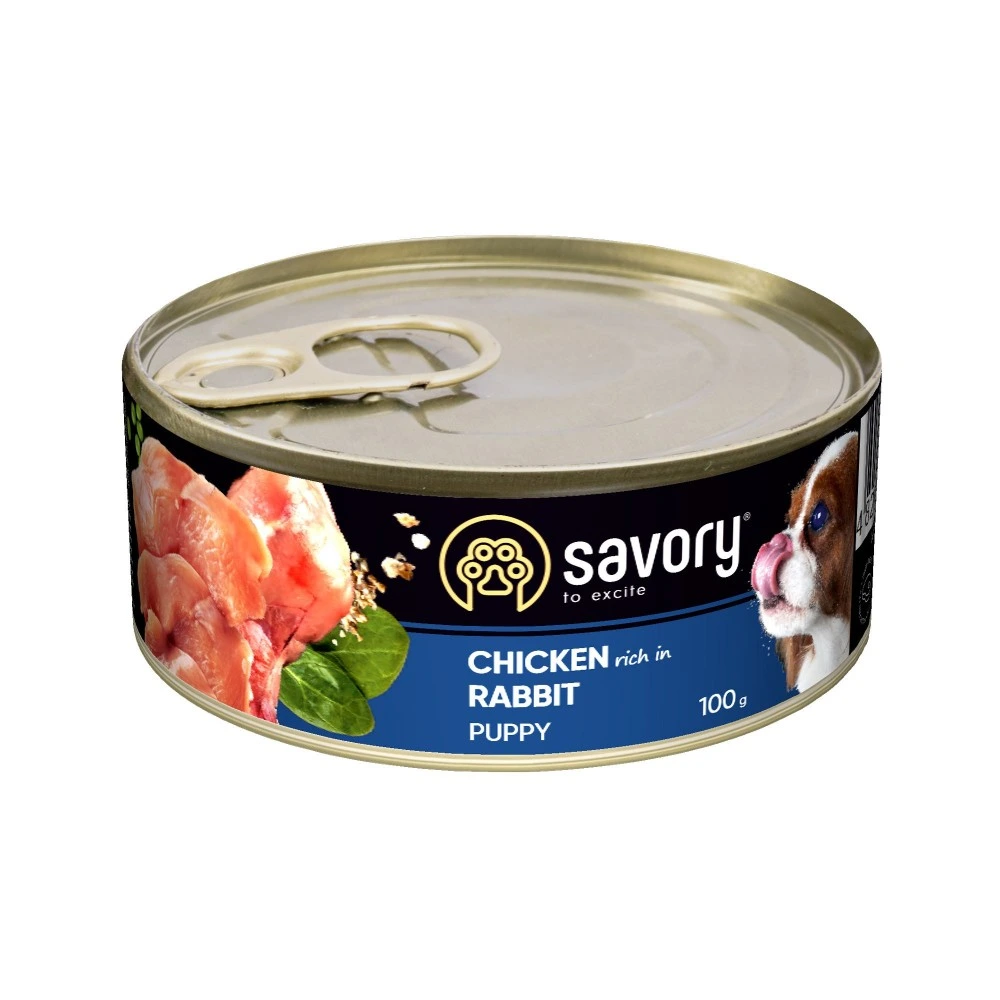 Корм влажный Savory Dog All breeds Puppy Chicken rich in Rabbit паштет для щенков всех пород с кроликом 100 г