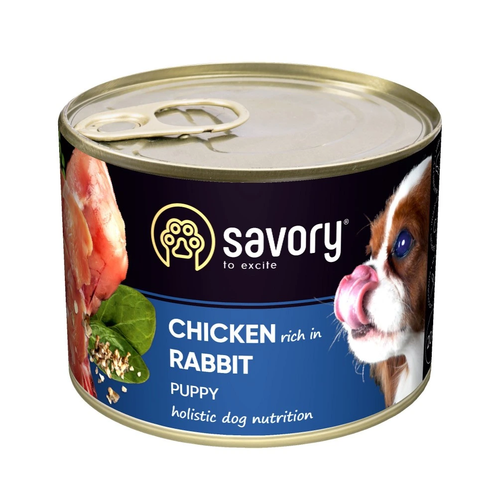 Корм влажный Savory Dog All breeds Puppy Chicken rich in Rabbit паштет для щенков всех пород с кроликом 200 г