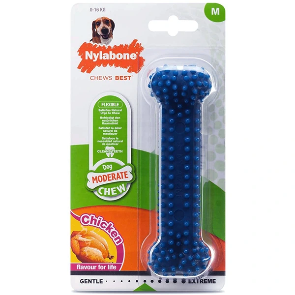 Жувальна іграшка для собак Nylabone Moderate Chew Dental Bone, Курка, M