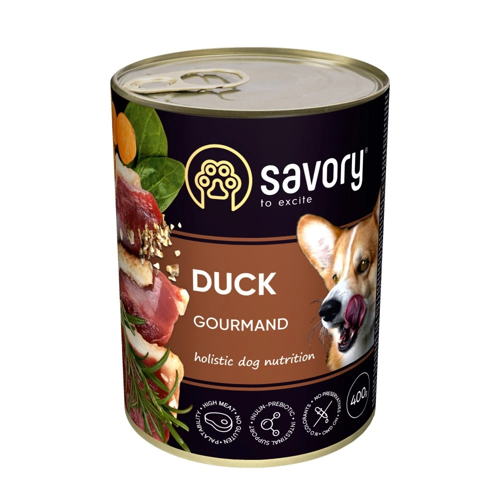 Корм влажный Savory Dog Gourmand Duck паштет для взрослых собак всех пород с уткой 400 г