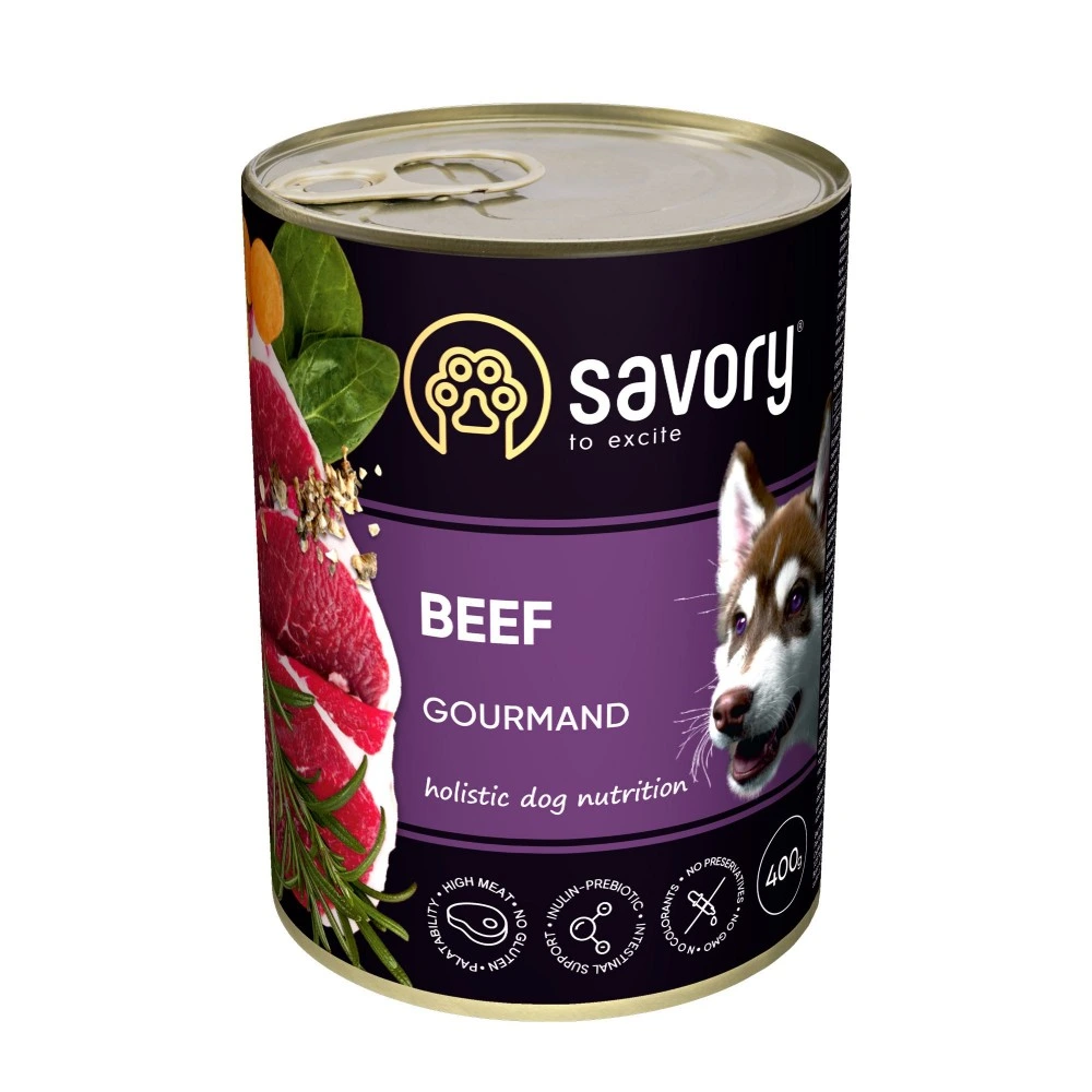 Корм влажный Savory Dog Gourmand Beef паштет для взрослых собак всех пород с говядиной 400 г