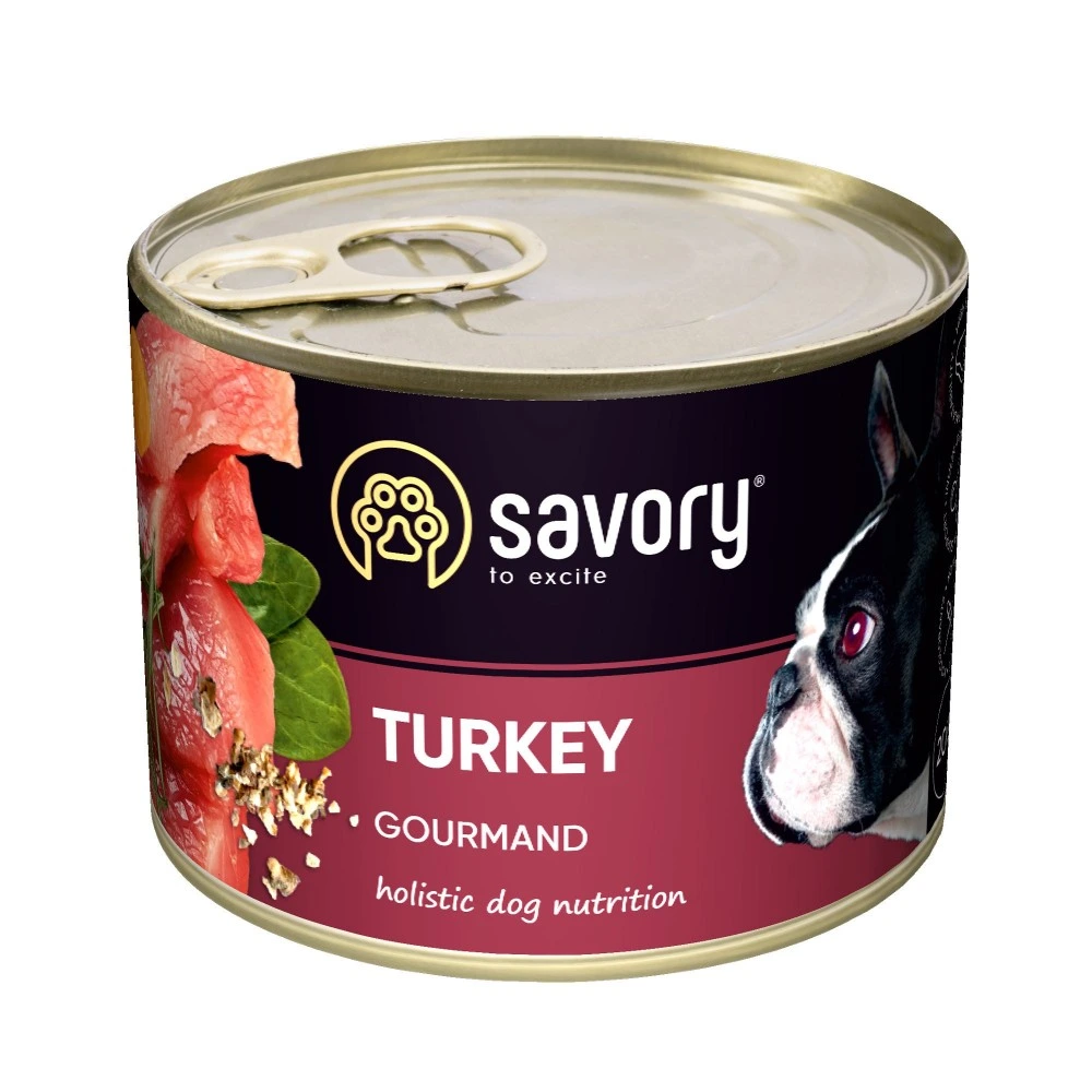 Корм влажный Savory Dog Gourmand Turkey паштет для взрослых собак всех пород с индейкой 200 г