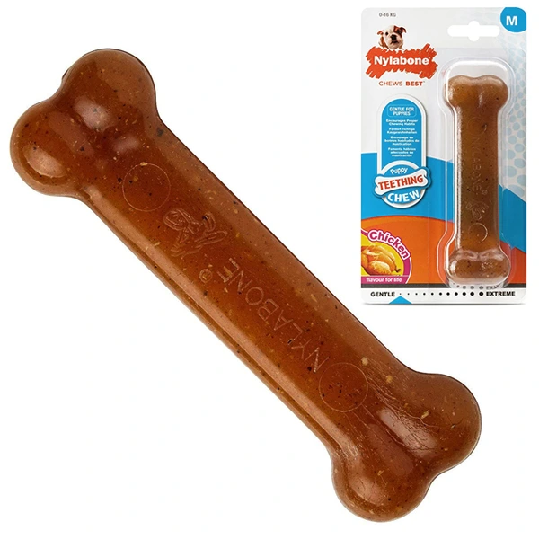 Іграшка для цуценят жувальна Nylabone Puppy Chew Bone, Курка, M