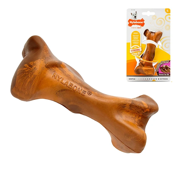 Іграшка жувальна для собак Nylabone Strong Chew Rubber Bone, Яловичина з підливою, S