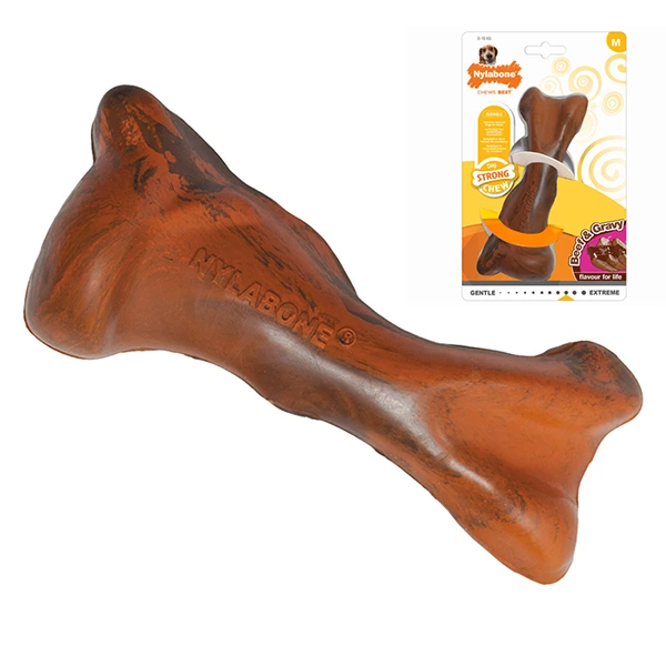 Іграшка жувальна для собак Nylabone Strong Chew Rubber Bone, Яловичина з підливою, M