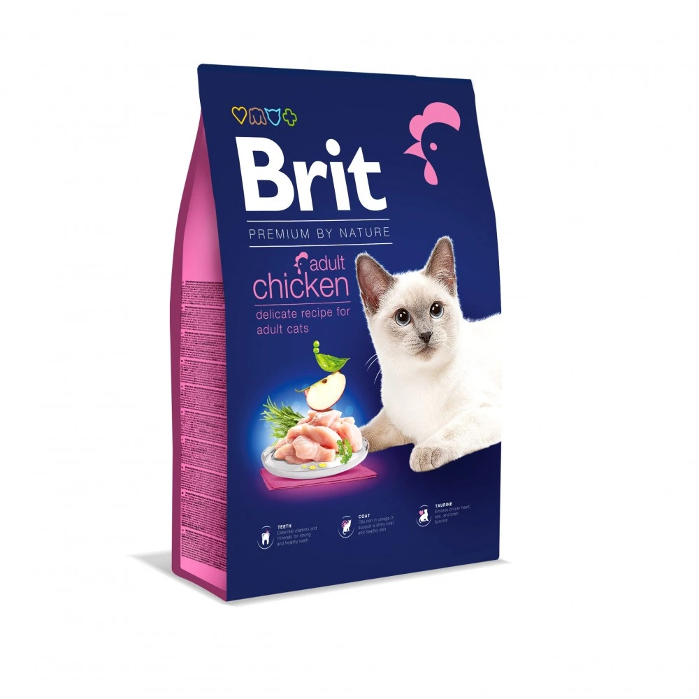 Сухой корм Brit Premium Cat by Nature Adult Chicken для взрослых кошек с курицей 8 кг