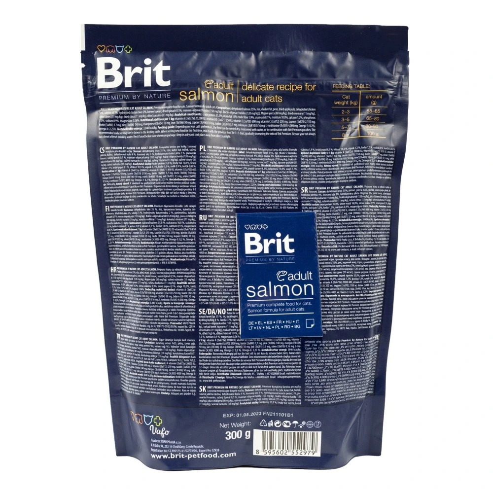 Сухой корм Brit Premium Cat by Nature Adult Salmon для взрослых кошек с лососем 300 г
