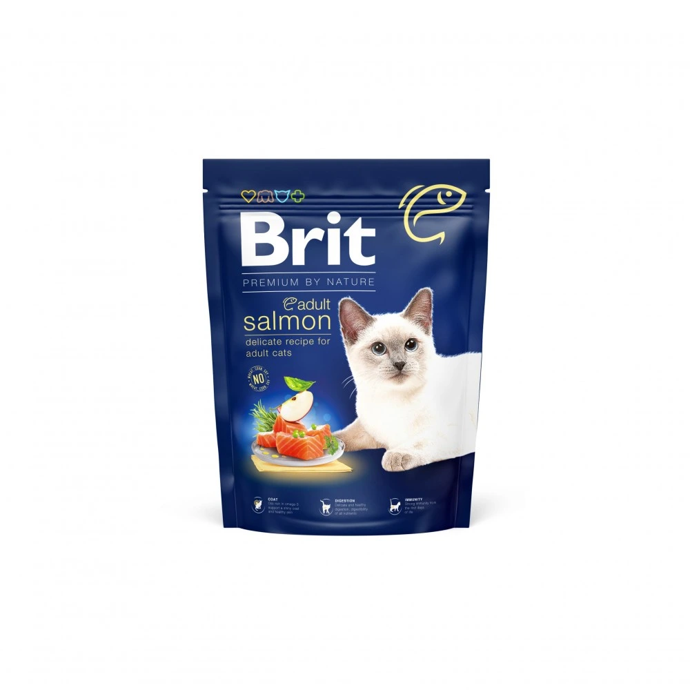 Сухой корм Brit Premium Cat by Nature Adult Salmon для взрослых кошек с лососем 300 г