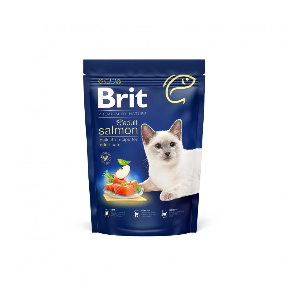 Сухой корм Brit Premium Cat by Nature Adult Salmon для взрослых кошек с лососем 800 г