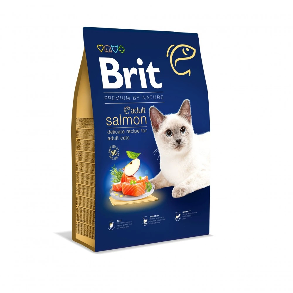 Сухой корм Brit Premium Cat by Nature Adult Salmon для взрослых кошек с лососем 8 кг