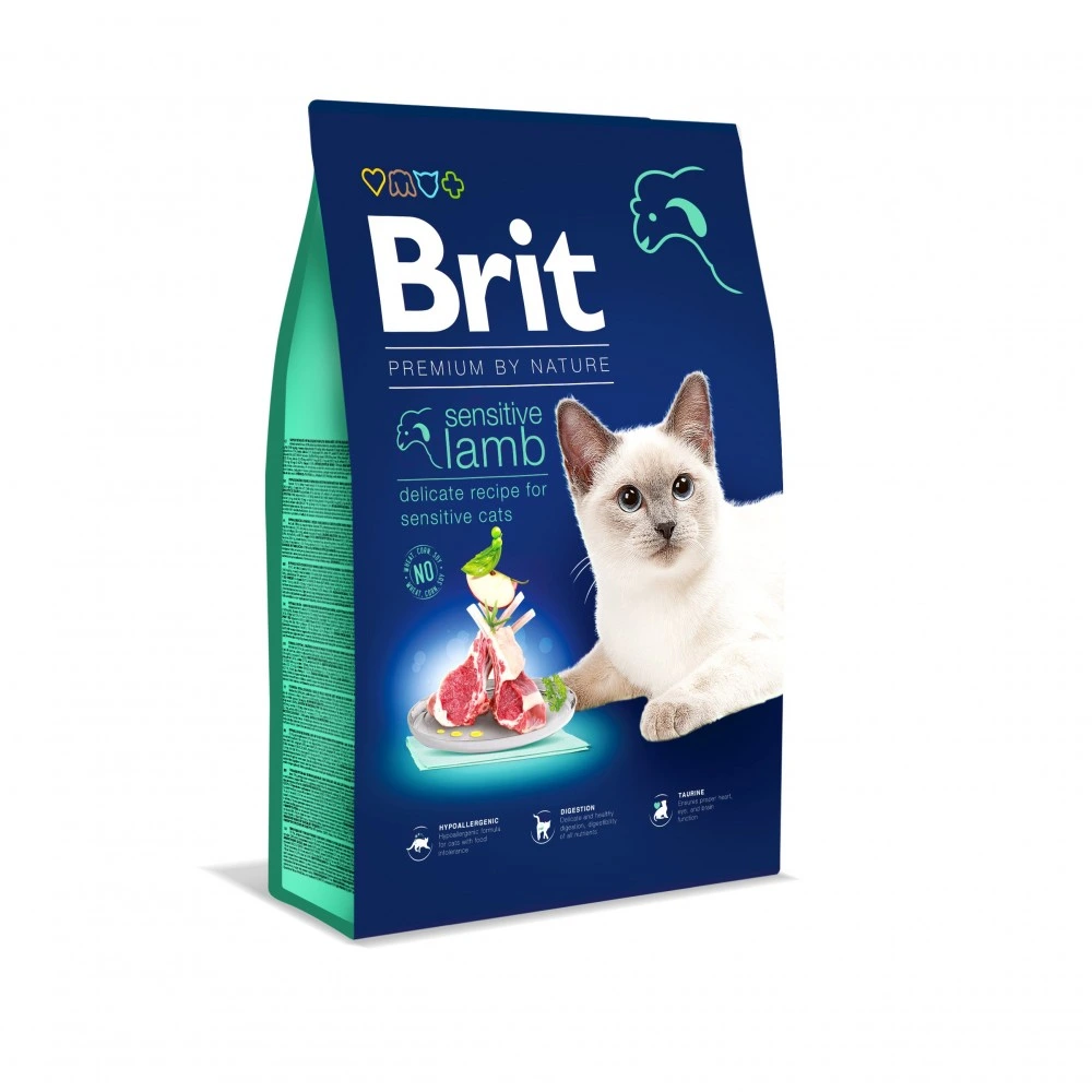 Корм сухой Brit Premium by Nature Cat Sensitive для кошек с чувствительным пищеварением с ягненком 8 кг