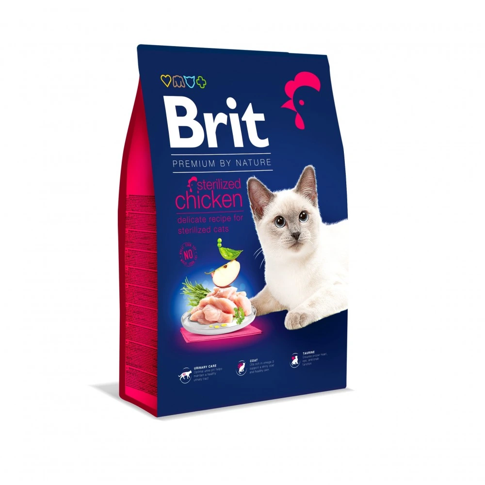 Корм сухой Brit Premium by Nature Cat Sterilised для стерилизованных кошек с курицей 8 кг