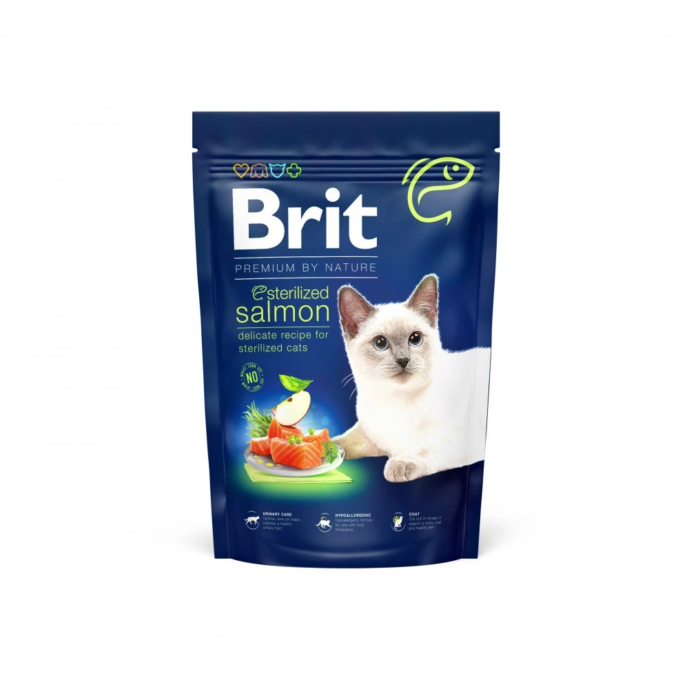 Корм сухой Brit Premium by Nature Cat Sterilized Salmon для стерилизованных кошек с лососем 1,5 кг
