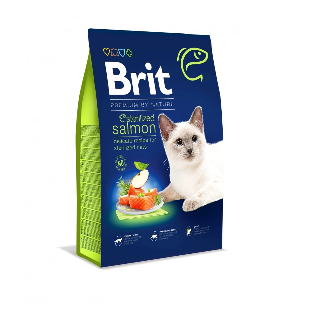 Корм сухой Brit Premium by Nature Cat Sterilized Salmon для стерилизованных кошек с лососем 8 кг