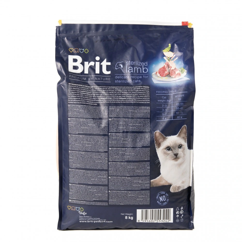 Корм сухой Brit Premium by Nature Cat Sterilized Lamb для стерилизованных кошек с ягненком 8 кг