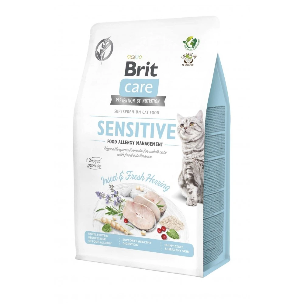 Корм сухой Brit Care Cat Grain Free Insect для взрослых кошек с пищевой непереносимостью с насекомыми и рыбой 400 г