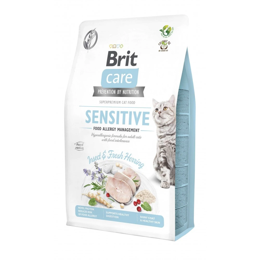 Корм сухой Brit Care Cat Grain Free Insect для взрослых кошек с пищевой непереносимостью с насекомыми и рыбой 2 кг