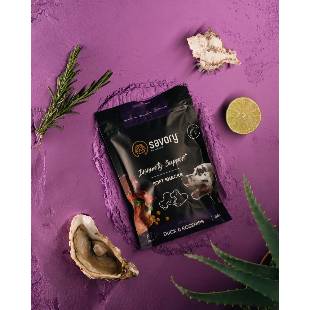 М’які ласощі Savory Immunity Duck and Rosehip для дорослих собак усіх порід для зміцнення імунітету з качкою та шипшиною 200