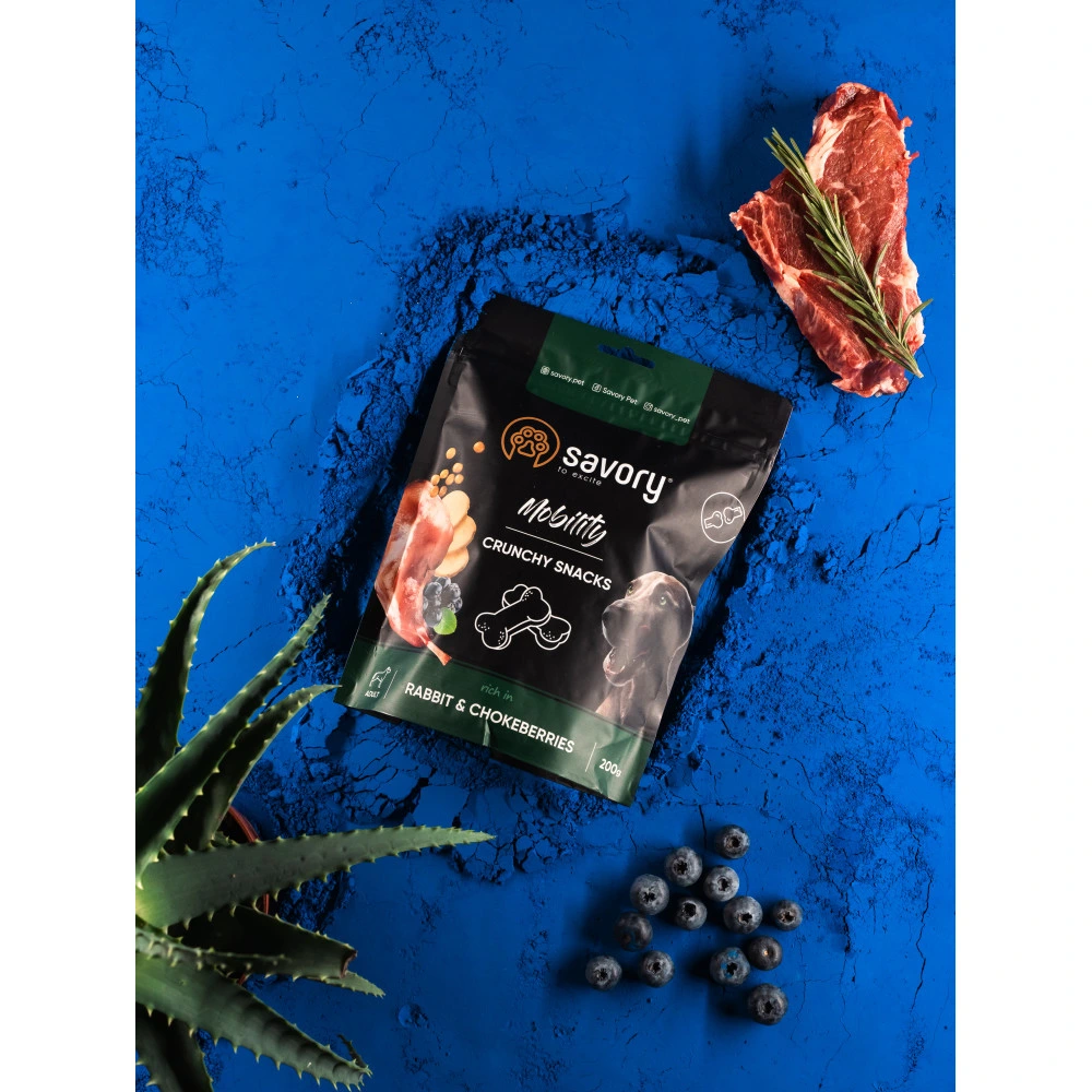 Хрусткі ласощі Savory Mobility Rabbit and Chokeberries для собак усіх порід для здоров’я суглобів з кроликом і чорноплідною