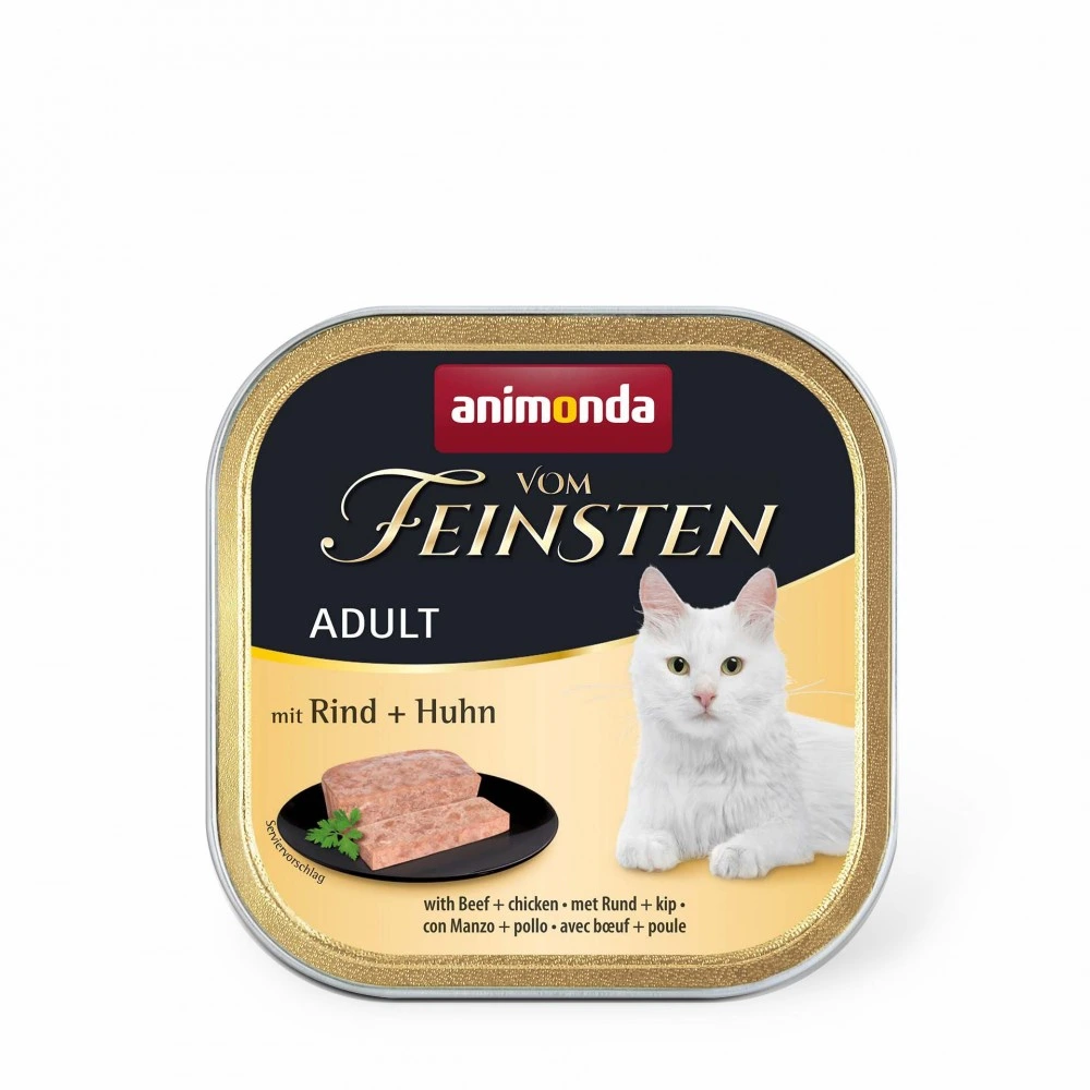 Влажный корм Vom Feinsten Adult with Beef Chicken для кошек с говядиной и курицей 100 г
