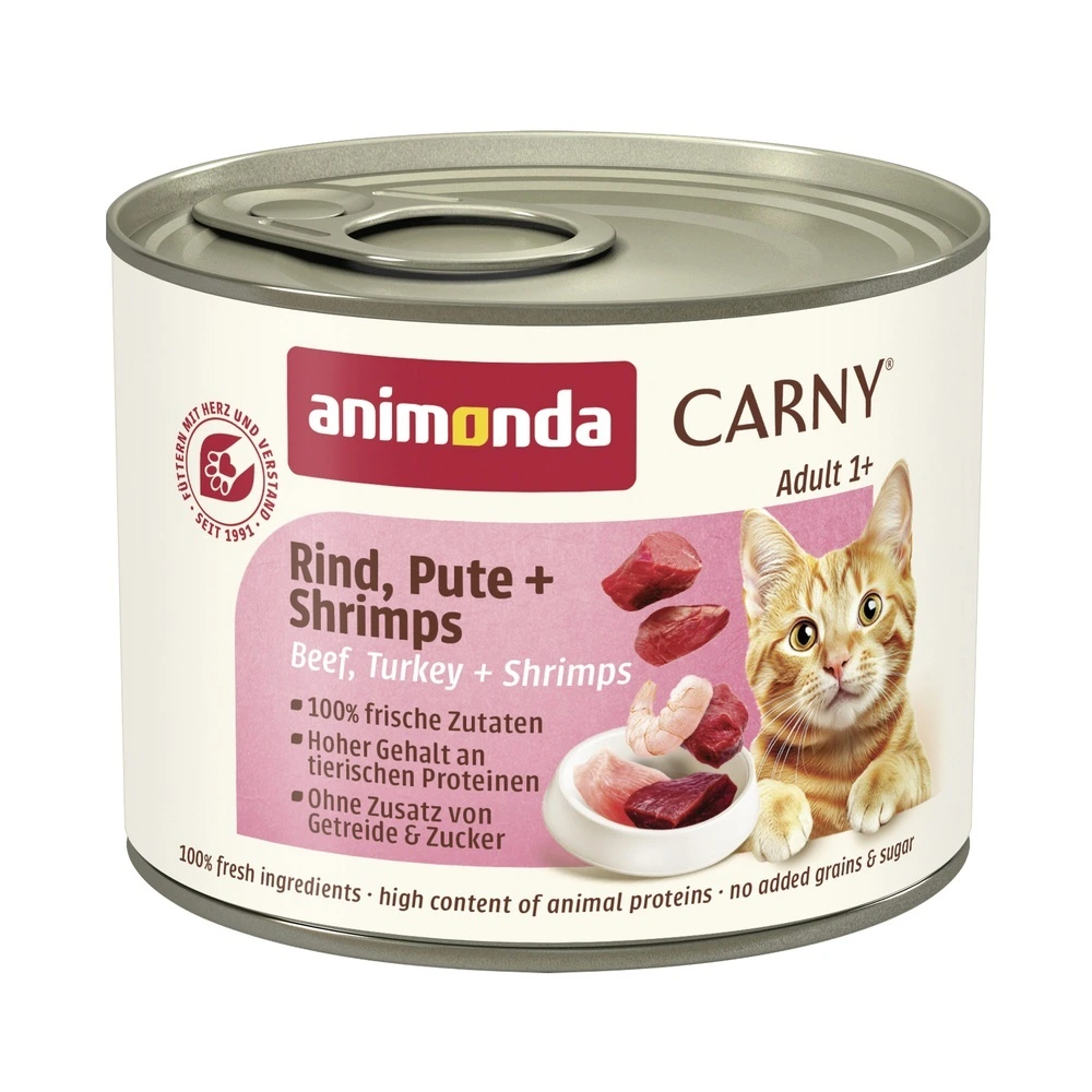 Влажный корм Carny Adult Beef, Turkey Shrimps для домашних кошек с говядиной, индейкой и креветками 200 г