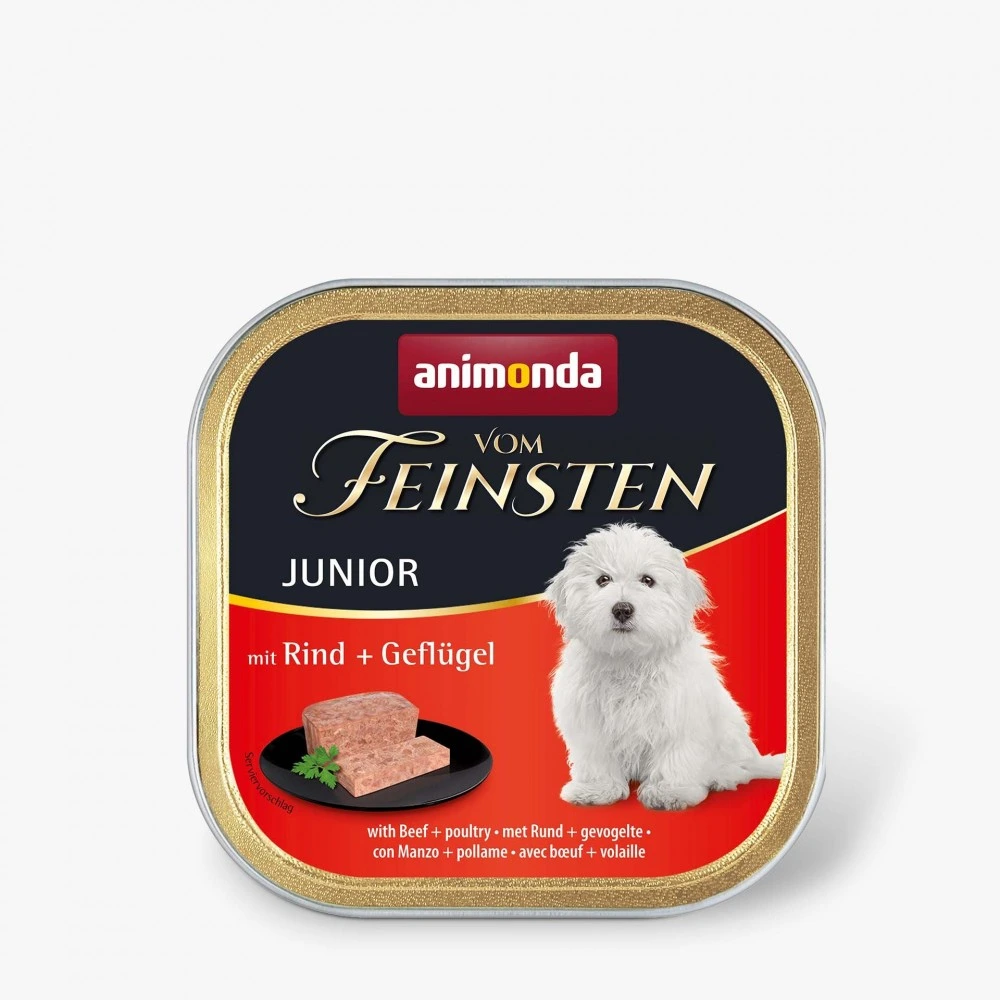 Влажный корм Vom Feinsten Junior with Beef Poultry для щенков с говядиной и птицей 150 г