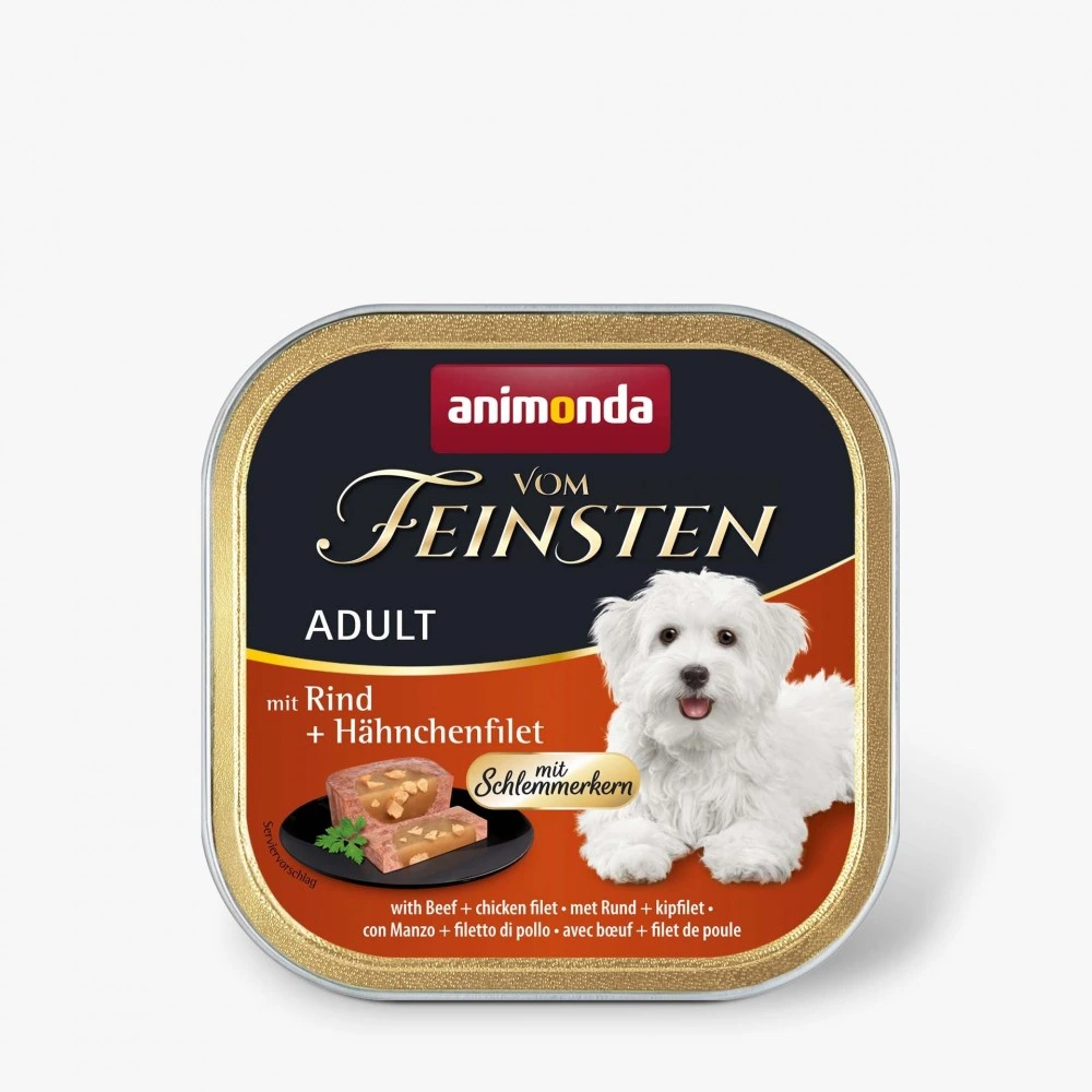 Влажный корм Vom Feinsten Adult with Beef chicken file для взрослых собак с говядиной и куриным филе 150 г