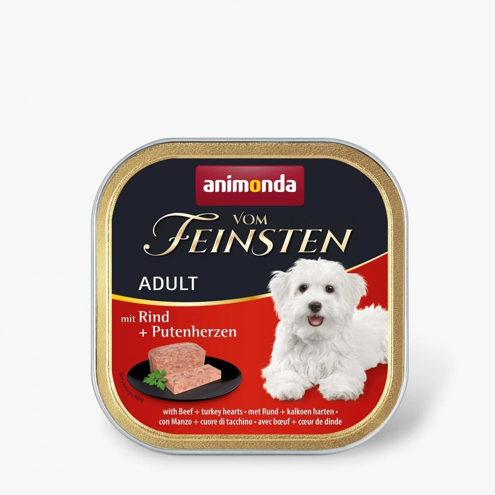 Влажный корм Vom Feinsten Adult with Beef Turkey hearts для собак с говядиной и индюшачьими сердцами 150 г