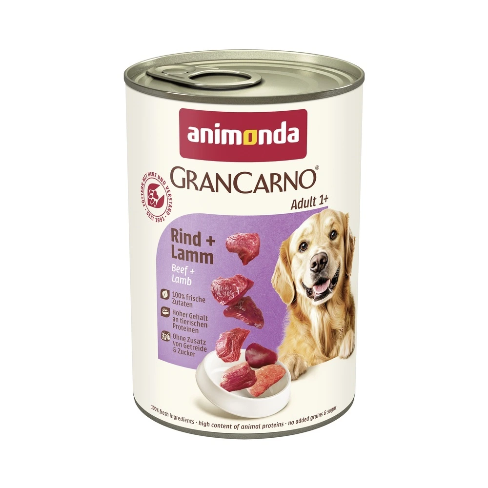 Влажный корм GranCarno Adult Beef Lamb для взрослых собак с говядиной и ягнятиной 400 г