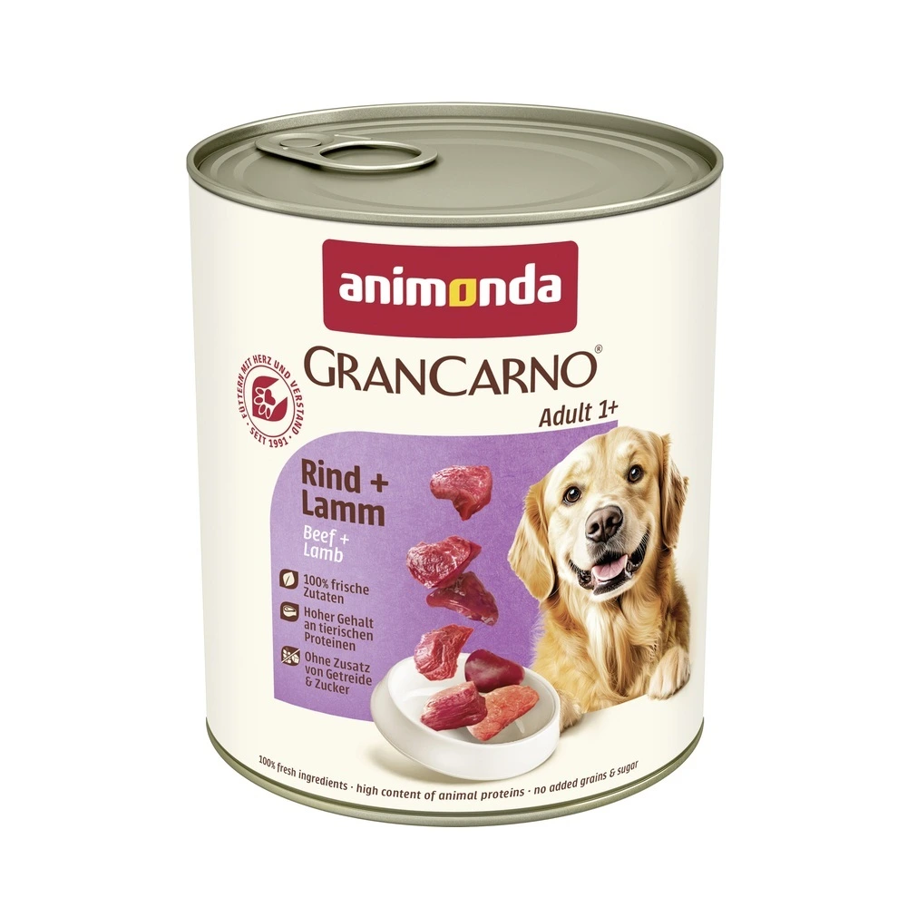 Влажный корм GranCarno Adult Beef Lamb для взрослых собак с говядиной и ягнятиной 800 г