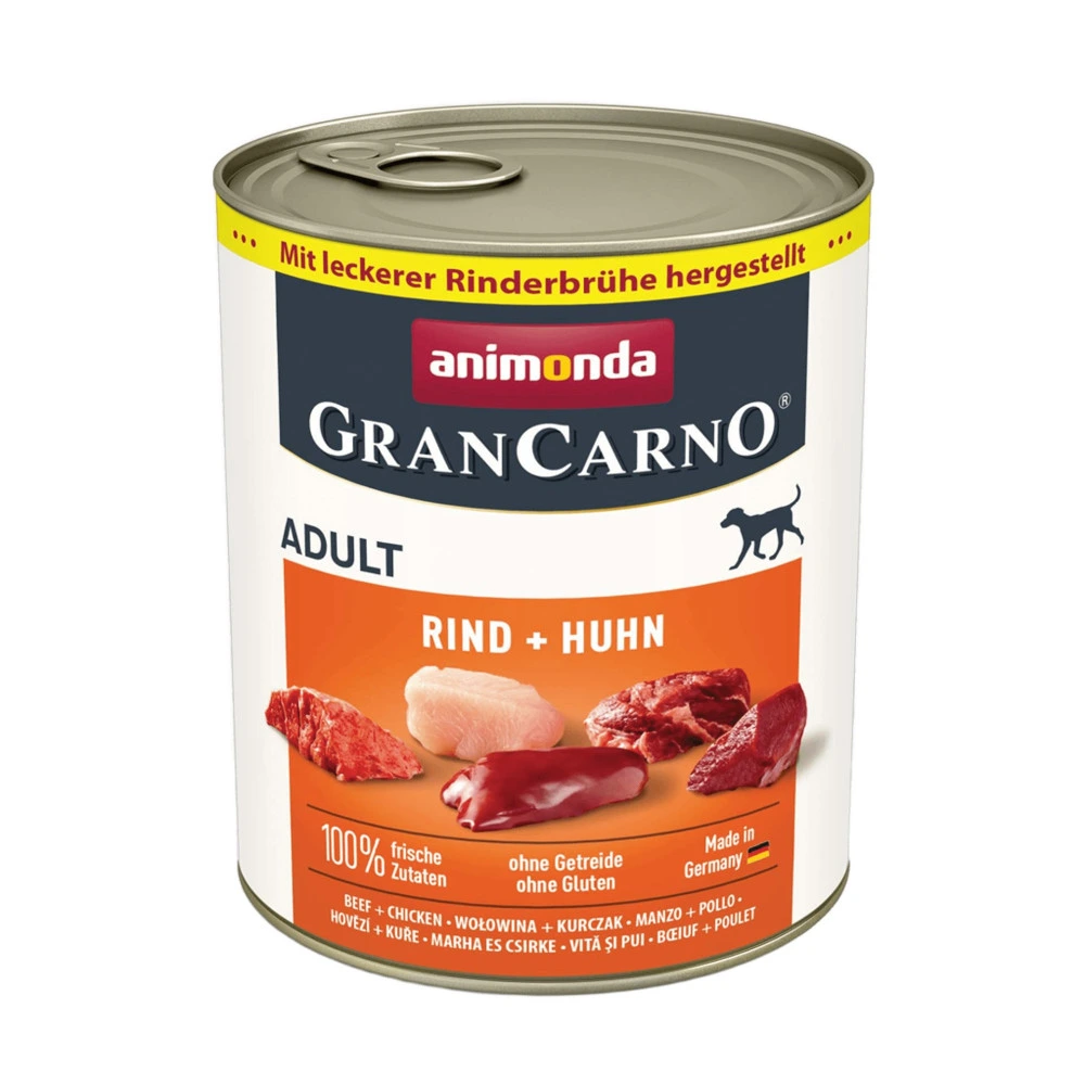 Влажный корм GranCarno Adult Beef Chicken для взрослых собак с говядиной и курицей 800 г
