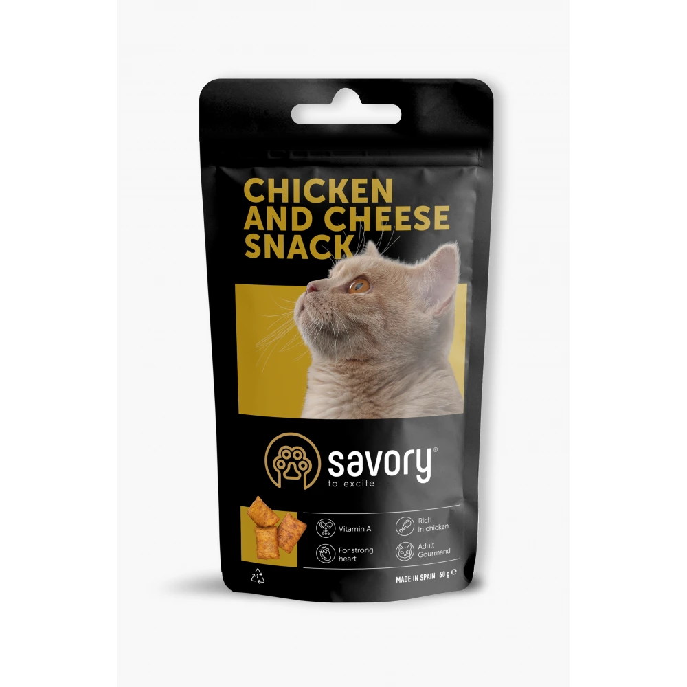 Хрумкі ласощі Savory Cats Snacks Pillows Gourmand with Chicken and Cheese для дорослих вибагливих котів подушечки з куркою т