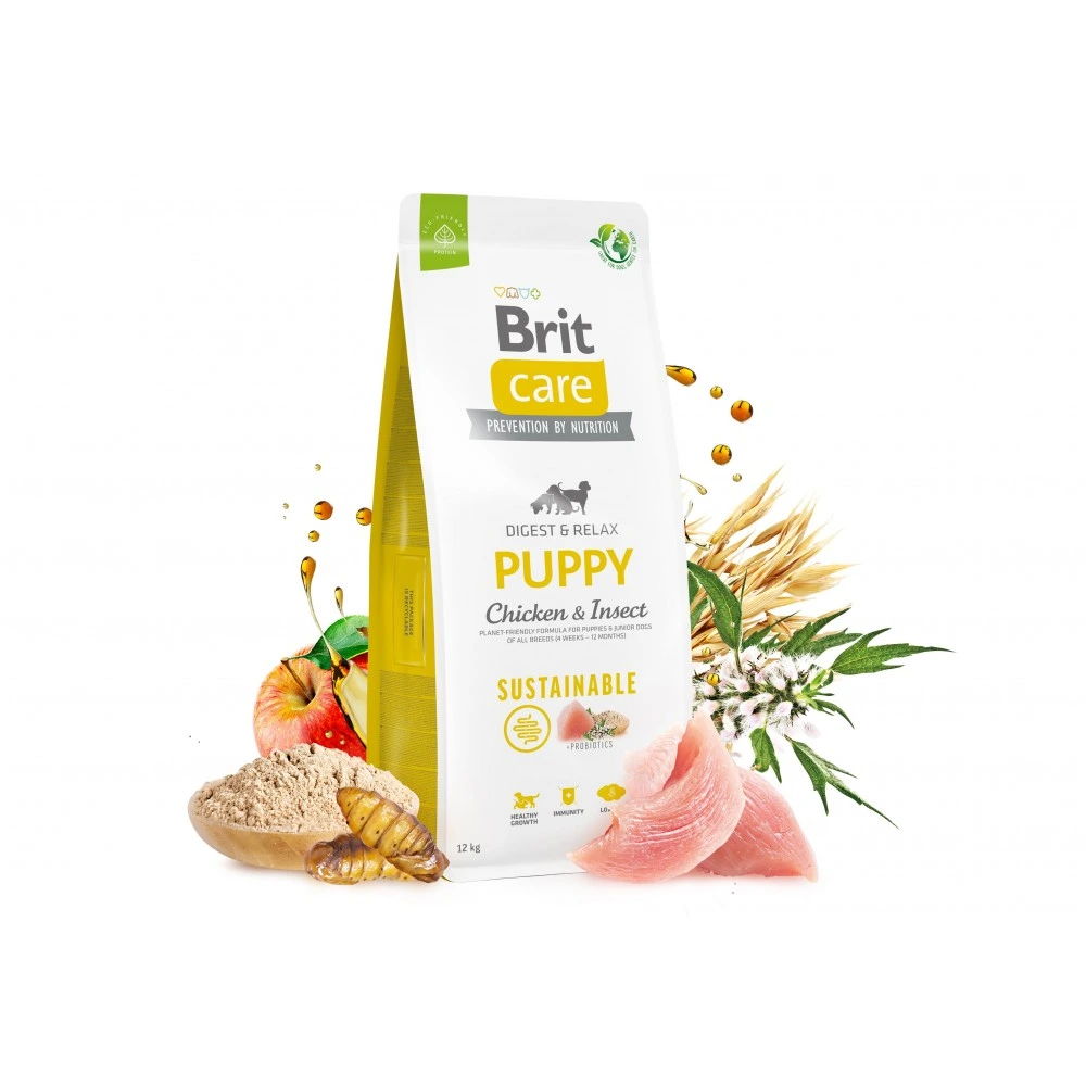 Корм сухий Brit Care Dog Sustainable Puppy для цуценят з куркою та комахами 1 кг