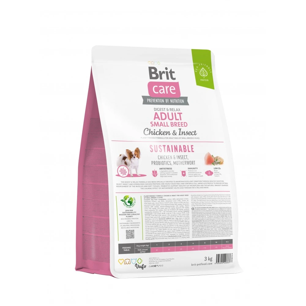 Корм сухий Brit Care Dog Sustainable Adult Small Breed для собак малих порід з куркою та комахами 3 кг