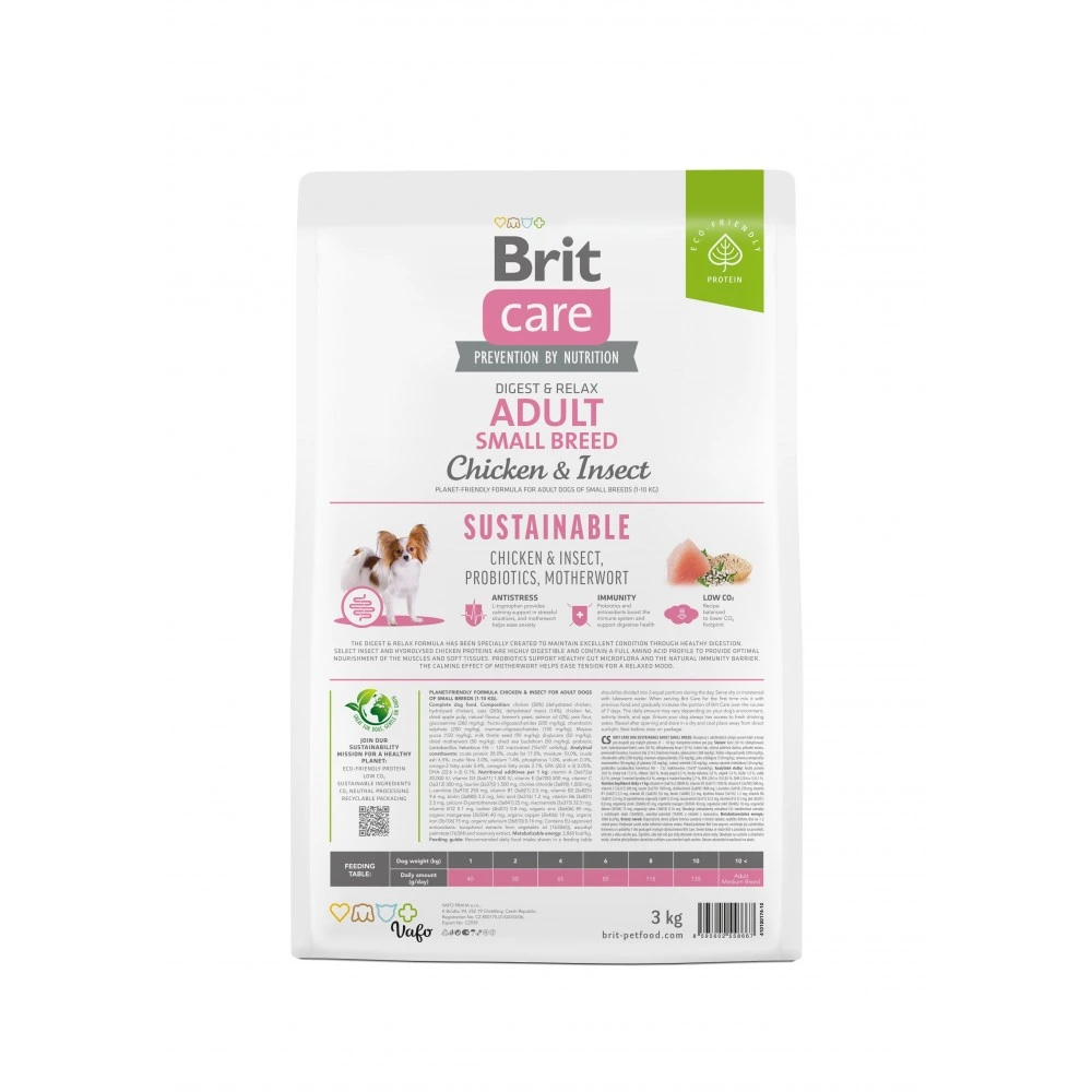Корм сухий Brit Care Dog Sustainable Adult Small Breed для собак малих порід з куркою та комахами 3 кг