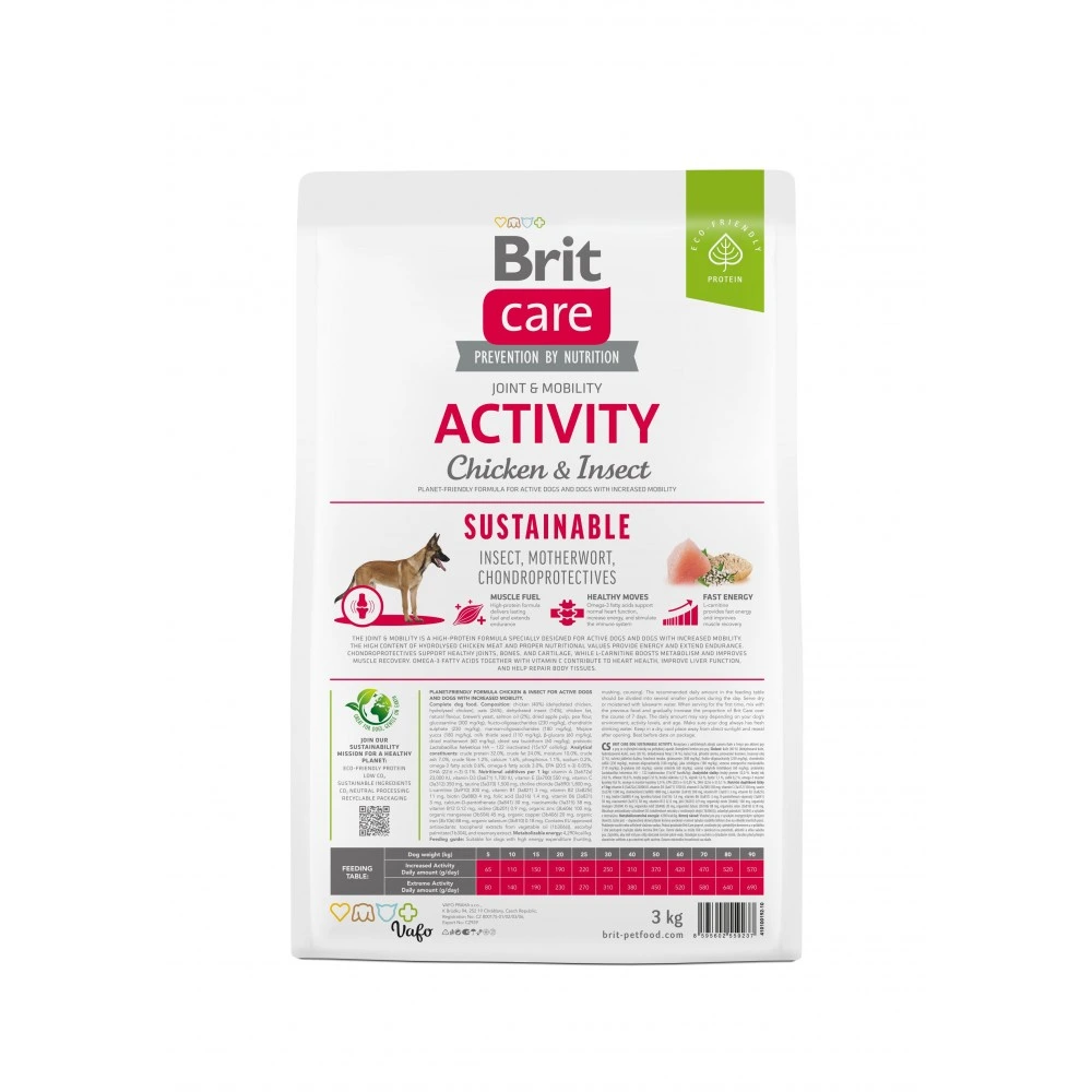 Корм сухий Brit Care Dog Sustainable Activity для дорослих собак з підвищеною активністю з куркою та комахами 3 кг