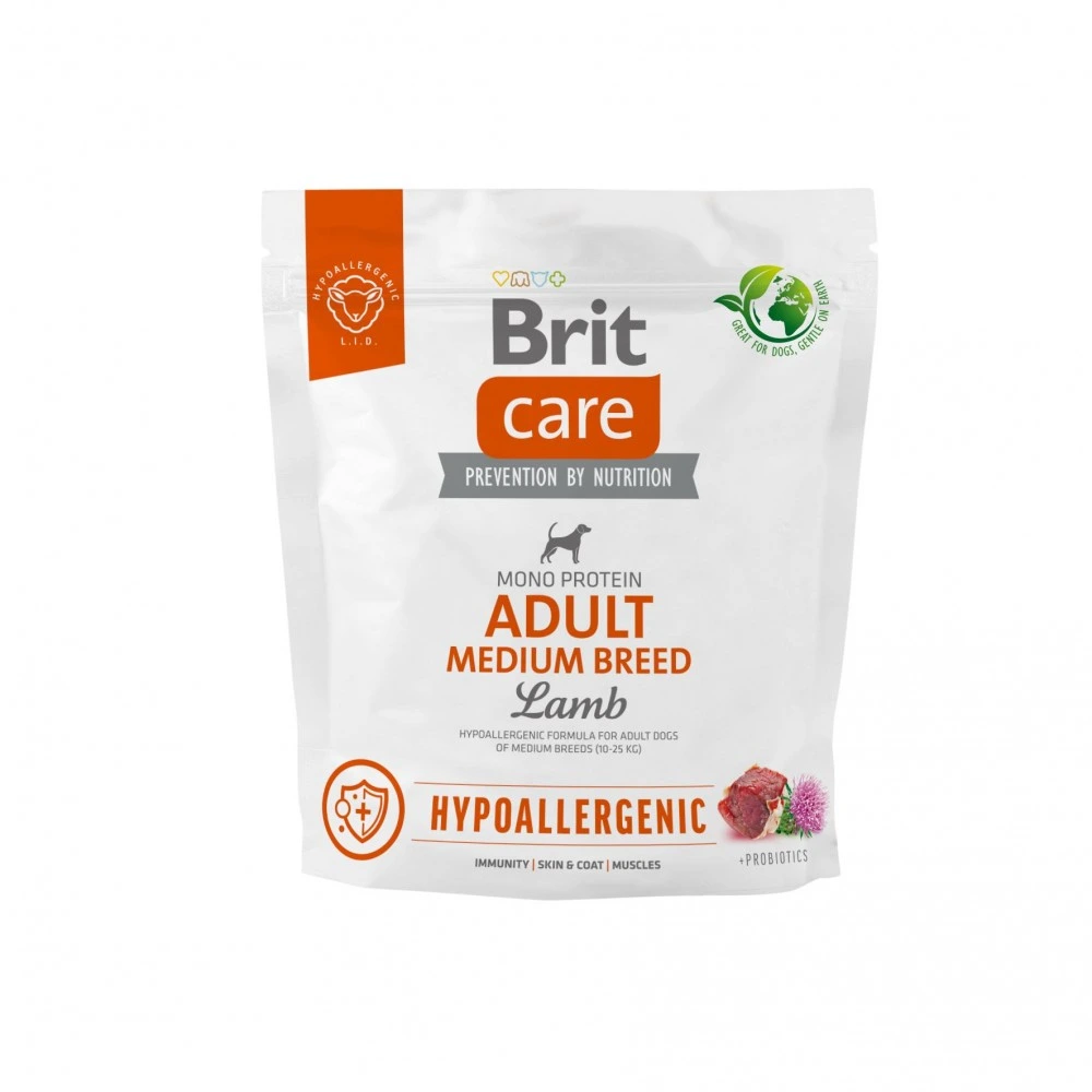 Корм сухий Brit Care Dog Hypoallergenic Adult Medium Breed для собак середніх порід гіпоалергенний з ягням 1 кг