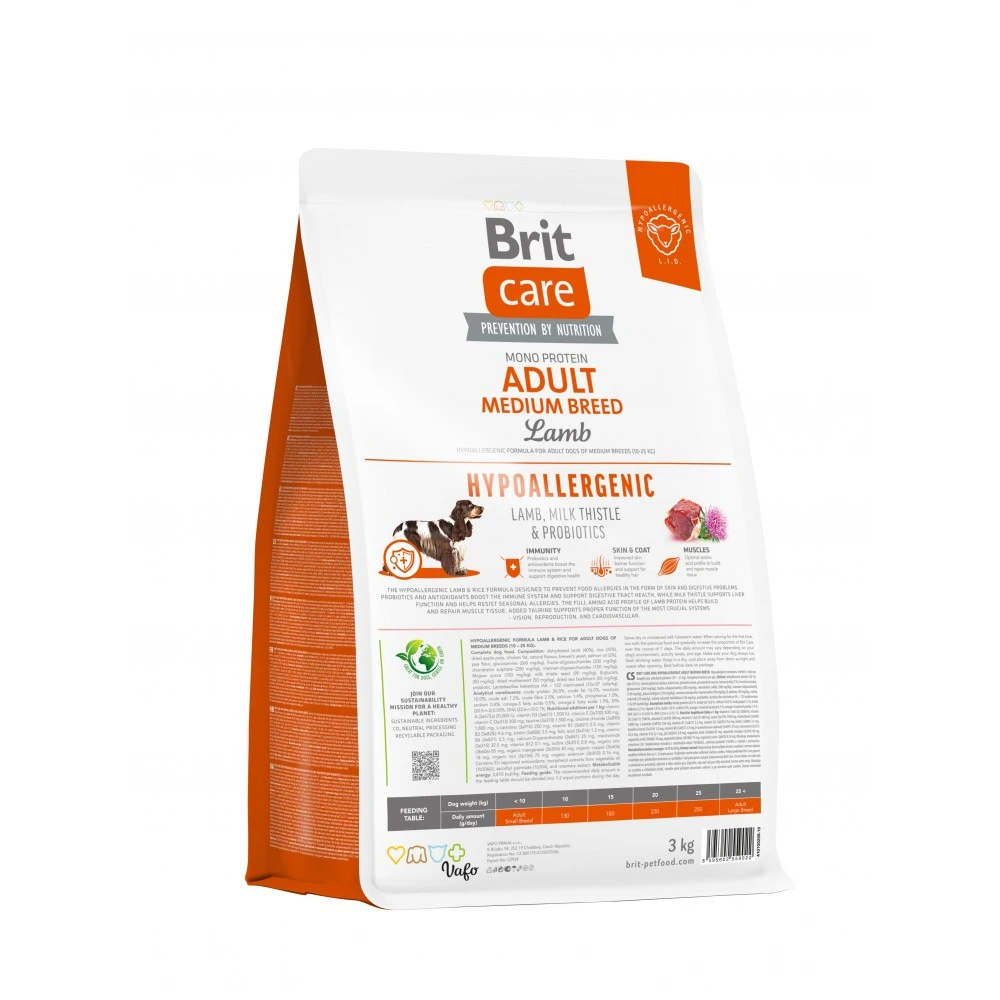 Корм сухий Brit Care Dog Hypoallergenic Adult Medium Breed для собак середніх порід гіпоалергенний з ягням 3 кг