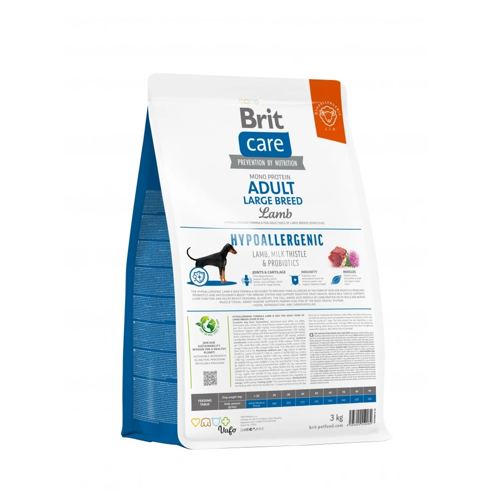 Корм сухий Brit Care Dog Hypoallergenic Adult Large Breed для дорослих собак великих порід з ягням 3 кг