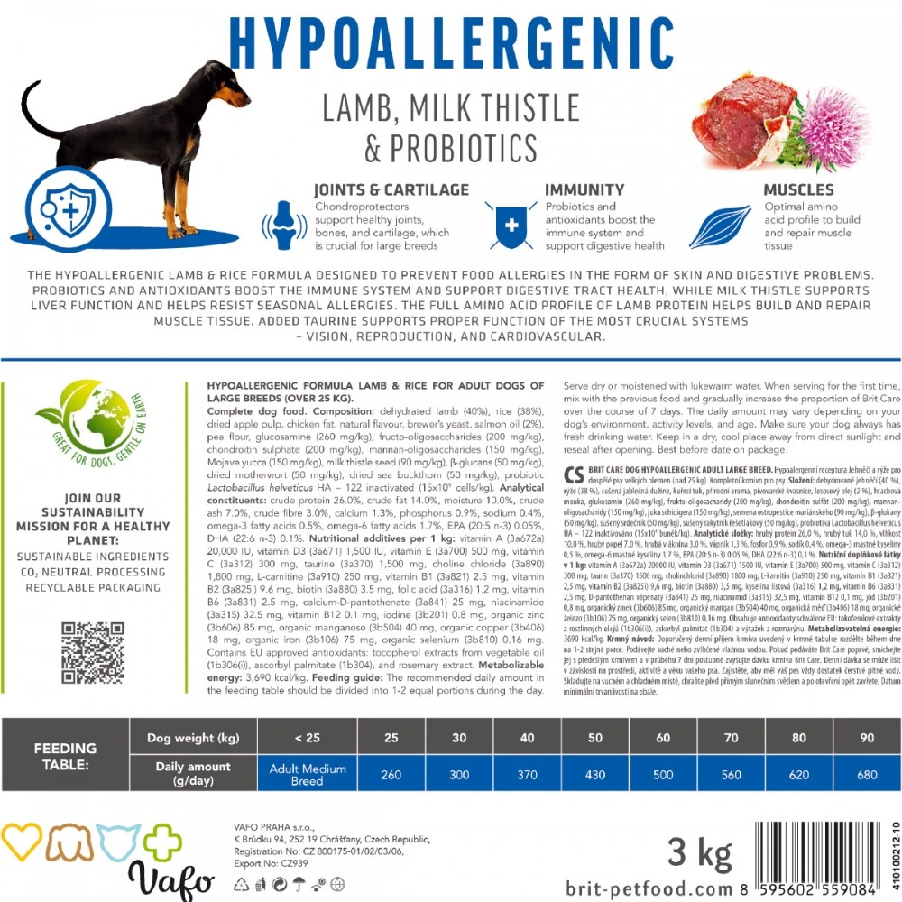 Корм сухий Brit Care Dog Hypoallergenic Adult Large Breed для собак великих порід гіпоалергенний з ягням 12 кг